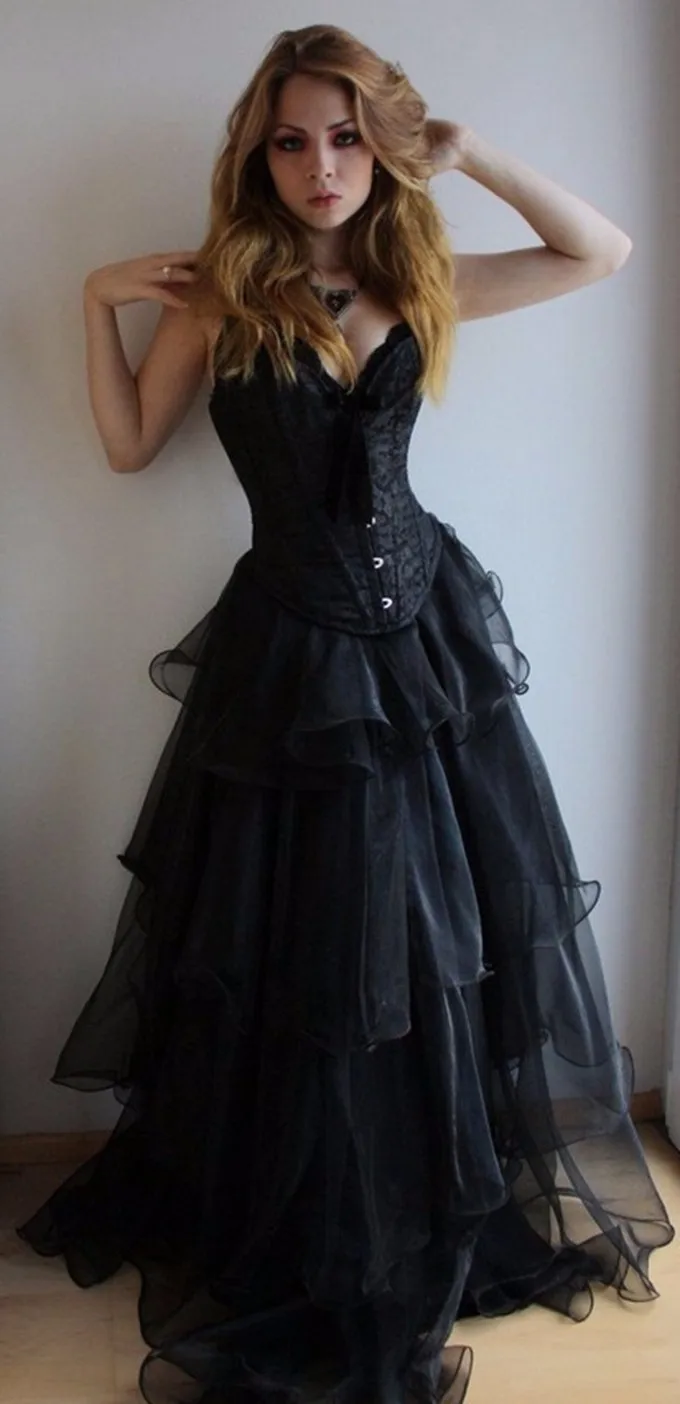 Black Corset Evening Gown